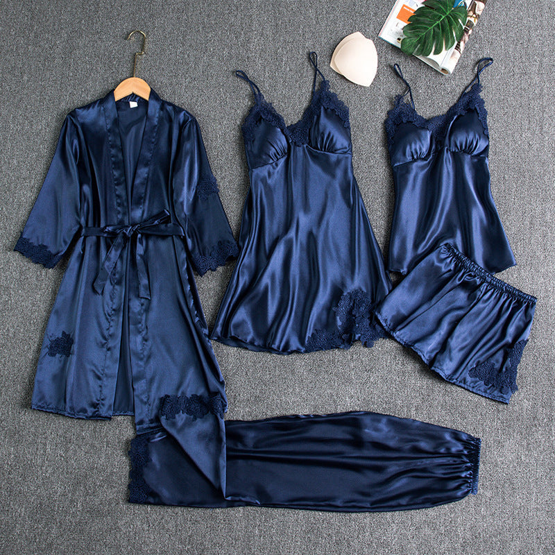 Women's Sexy Lace Trim Sleepwear Five-Piece Sets