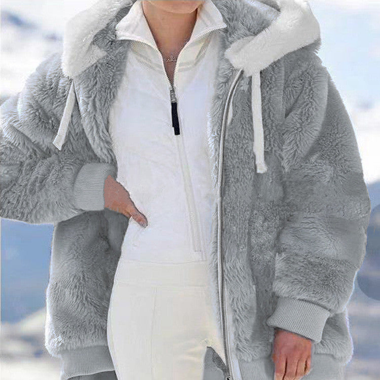 🧥 50% RABATT! ✨ Kapuzen-Fleecejacke mit Lammfellfutter - Winddicht & Wärmeisolierend für Extremes Winterwetter ❄️🛡️