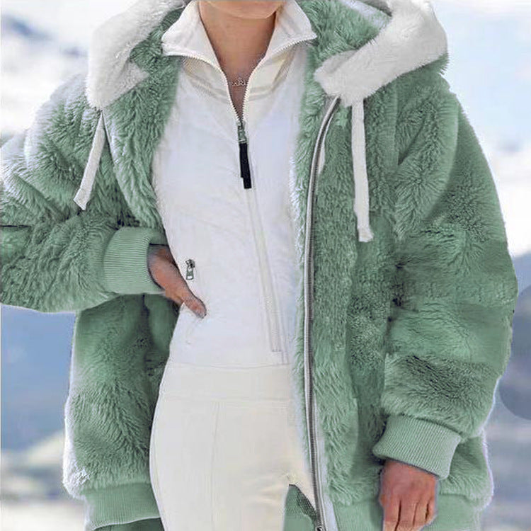 🧥 50% RABATT! ✨ Kapuzen-Fleecejacke mit Lammfellfutter - Winddicht & Wärmeisolierend für Extremes Winterwetter ❄️🛡️