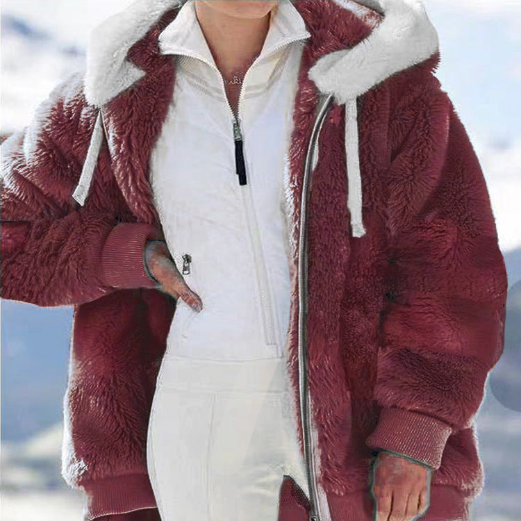 🧥 50% RABATT! ✨ Kapuzen-Fleecejacke mit Lammfellfutter - Winddicht & Wärmeisolierend für Extremes Winterwetter ❄️🛡️