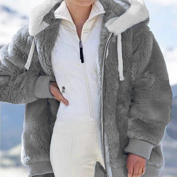 🧥 50% RABATT! ✨ Kapuzen-Fleecejacke mit Lammfellfutter - Winddicht & Wärmeisolierend für Extremes Winterwetter ❄️🛡️