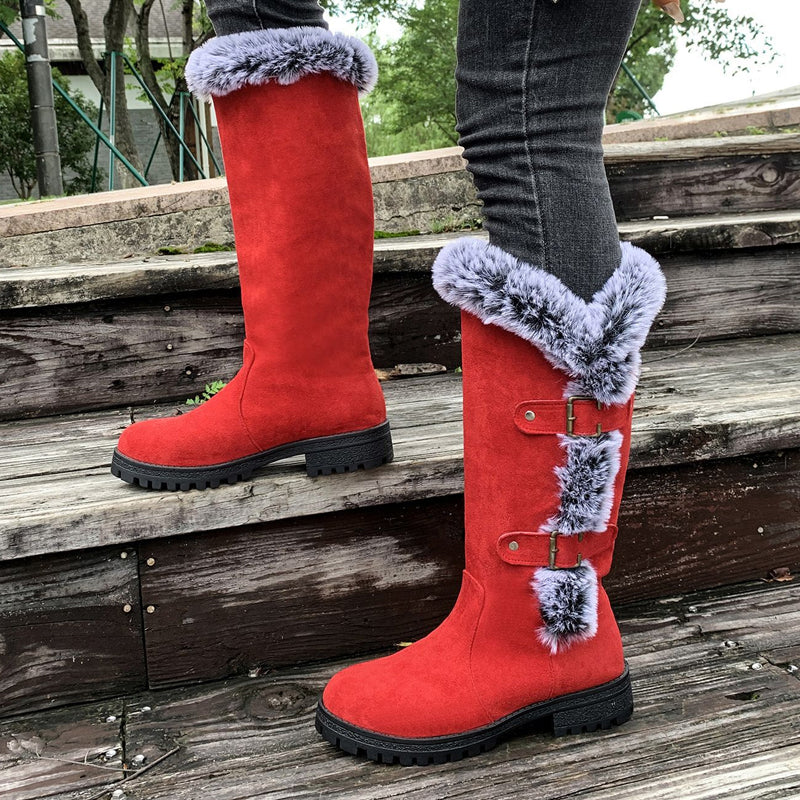 ✨ LETZTER TAG VERKAUF 50% RABATT ✨Damen Schneestiefel in mittlerer Wadenhöhe mit dicker Kunstplüsch-Fütterung