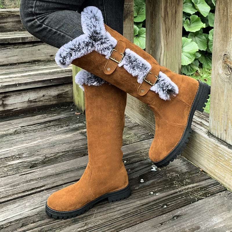 ✨ LETZTER TAG VERKAUF 50% RABATT ✨Damen Schneestiefel in mittlerer Wadenhöhe mit dicker Kunstplüsch-Fütterung