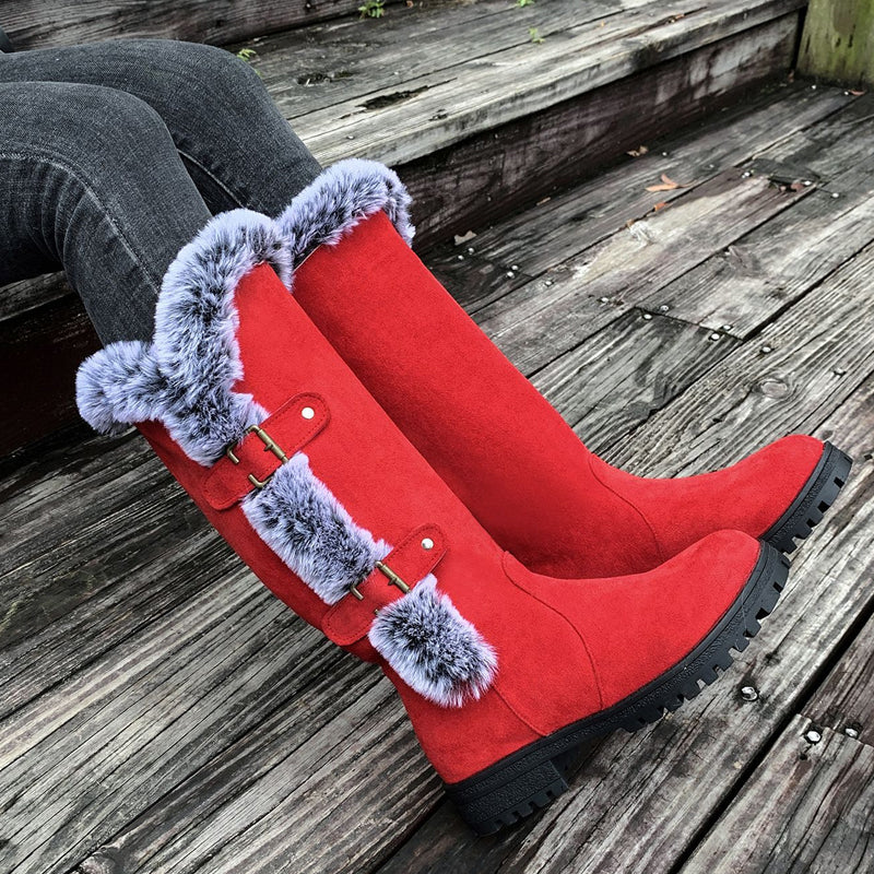 ✨ LETZTER TAG VERKAUF 50% RABATT ✨Damen Schneestiefel in mittlerer Wadenhöhe mit dicker Kunstplüsch-Fütterung