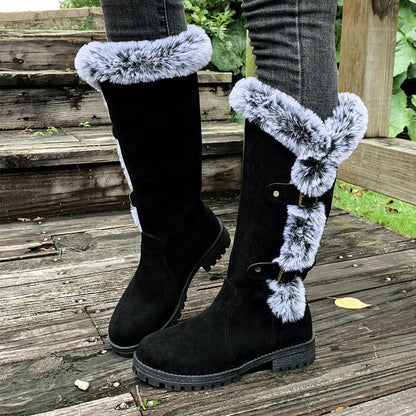 ✨ LETZTER TAG VERKAUF 50% RABATT ✨Damen Schneestiefel in mittlerer Wadenhöhe mit dicker Kunstplüsch-Fütterung