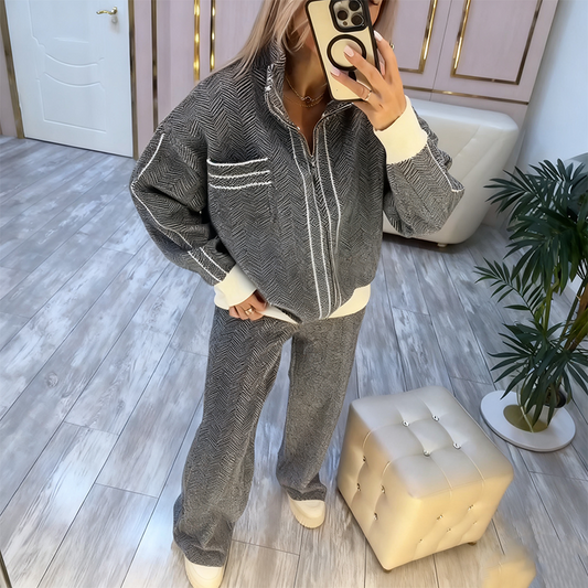 Modisches 2-teiliges Set aus Jacke und Hose für Damen