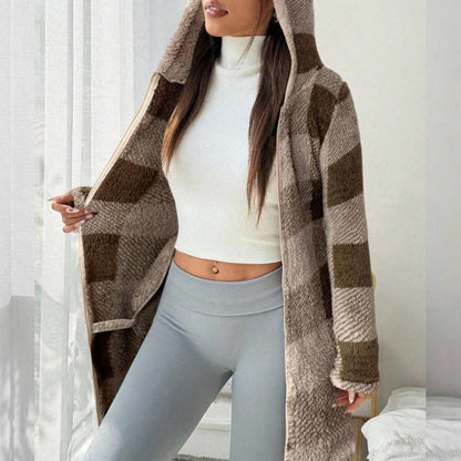 🍂🧥50%Rabatt!!!🛍️✨Karierte Kapuzenjacke für Damen mit Reißverschluss✈Versandkostenfrei