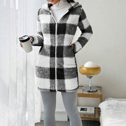 🍂🧥50%Rabatt!!!🛍️✨Karierte Kapuzenjacke für Damen mit Reißverschluss✈Versandkostenfrei
