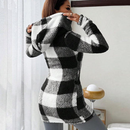 🍂🧥50%Rabatt!!!🛍️✨Karierte Kapuzenjacke für Damen mit Reißverschluss✈Versandkostenfrei