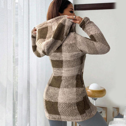 🍂🧥50%Rabatt!!!🛍️✨Karierte Kapuzenjacke für Damen mit Reißverschluss✈Versandkostenfrei