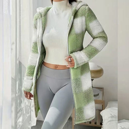 🍂🧥50%Rabatt!!!🛍️✨Karierte Kapuzenjacke für Damen mit Reißverschluss✈Versandkostenfrei