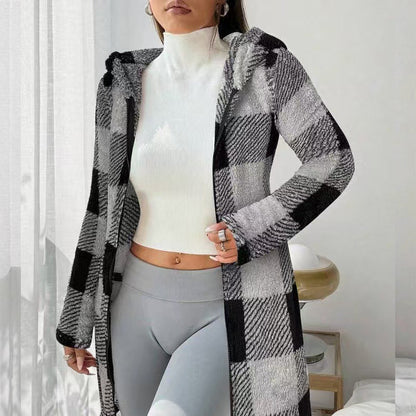 🍂🧥50%Rabatt!!!🛍️✨Karierte Kapuzenjacke für Damen mit Reißverschluss✈Versandkostenfrei