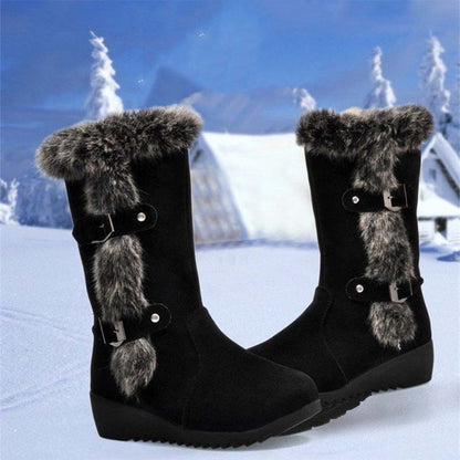 Damen-Schneestiefel bis zur Wade mit Plüschbesatz