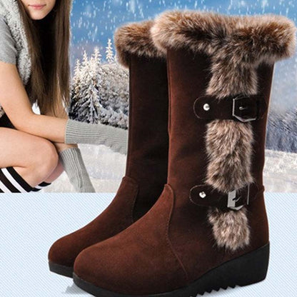 Damen-Schneestiefel bis zur Wade mit Plüschbesatz