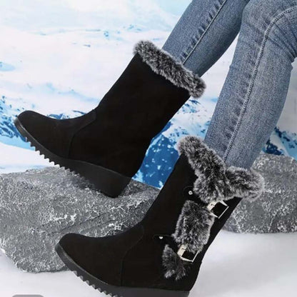 Damen-Schneestiefel bis zur Wade mit Plüschbesatz