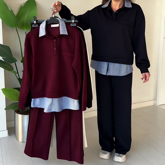 2-teiliges Set aus langärmeligem Oberteil und Hose für Damen