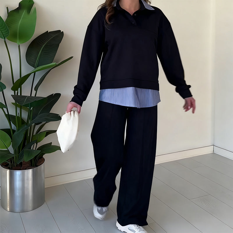 2-teiliges Set aus langärmeligem Oberteil und Hose für Damen