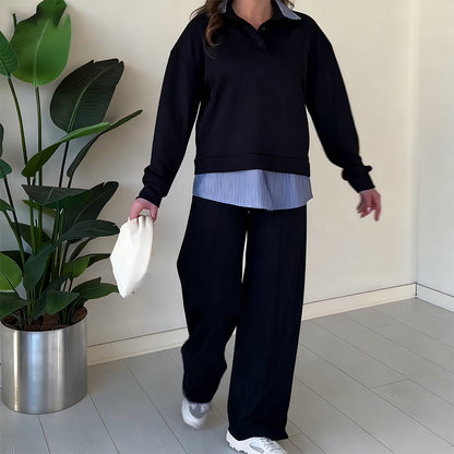 2-teiliges Set aus langärmeligem Oberteil und Hose für Damen