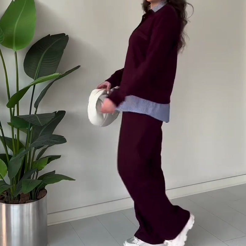 2-teiliges Set aus langärmeligem Oberteil und Hose für Damen