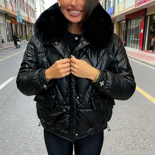 Lässige, warme, locker sitzende Baumwolljacke für Damen