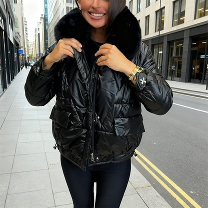 Lässige, warme, locker sitzende Baumwolljacke für Damen