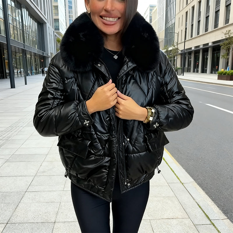 Lässige, warme, locker sitzende Baumwolljacke für Damen