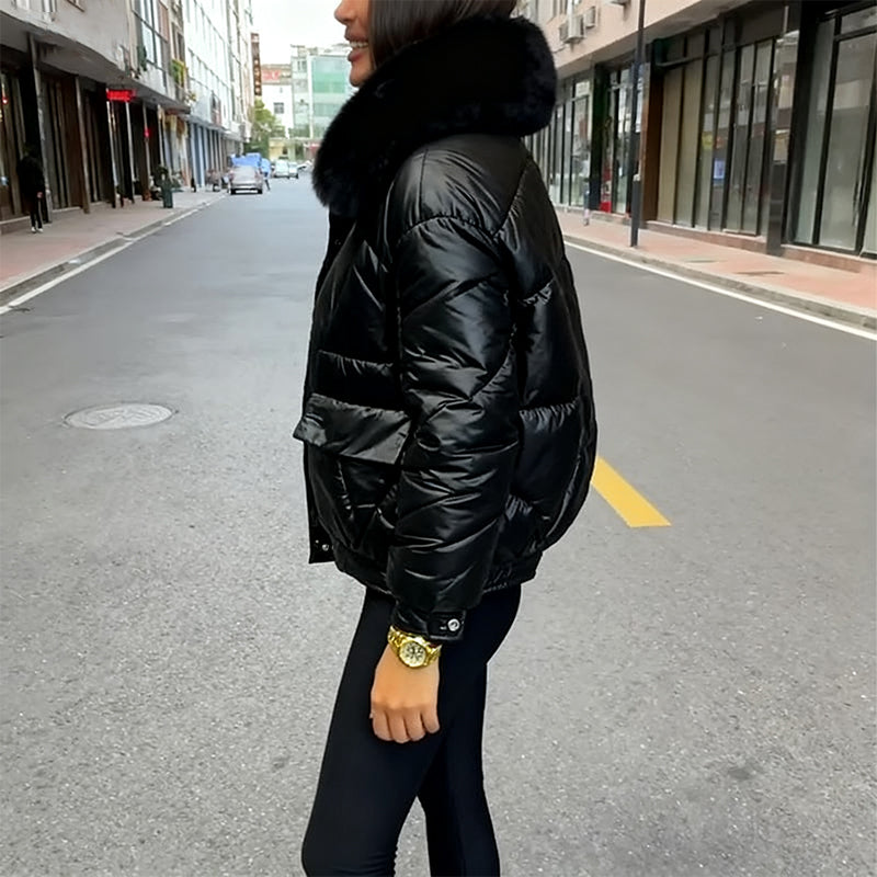 Lässige, warme, locker sitzende Baumwolljacke für Damen