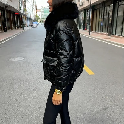 Lässige, warme, locker sitzende Baumwolljacke für Damen