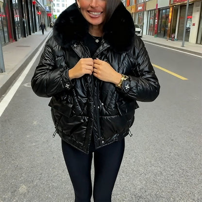 Lässige, warme, locker sitzende Baumwolljacke für Damen