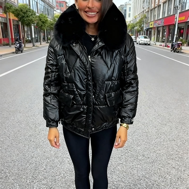 Lässige, warme, locker sitzende Baumwolljacke für Damen