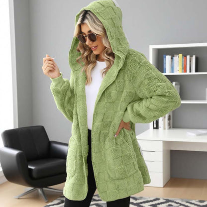 Karierte Fuzzy-Strickjacke🔥Kauf 2 Artikel versandkostenfrei🔥