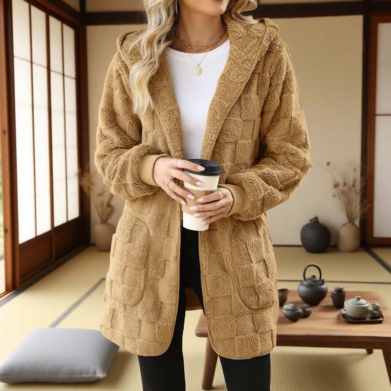 Karierte Fuzzy-Strickjacke🔥Kauf 2 Artikel versandkostenfrei🔥