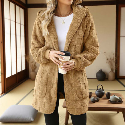 Karierte Fuzzy-Strickjacke🔥Kauf 2 Artikel versandkostenfrei🔥