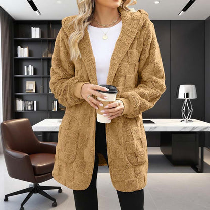 Karierte Fuzzy-Strickjacke🔥Kauf 2 Artikel versandkostenfrei🔥