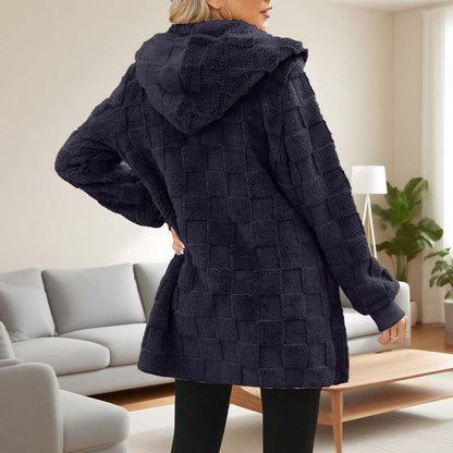 Karierte Fuzzy-Strickjacke🔥Kauf 2 Artikel versandkostenfrei🔥