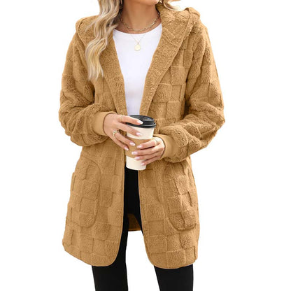 Karierte Fuzzy-Strickjacke🔥Kauf 2 Artikel versandkostenfrei🔥