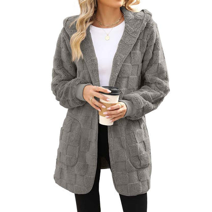 Karierte Fuzzy-Strickjacke🔥Kauf 2 Artikel versandkostenfrei🔥