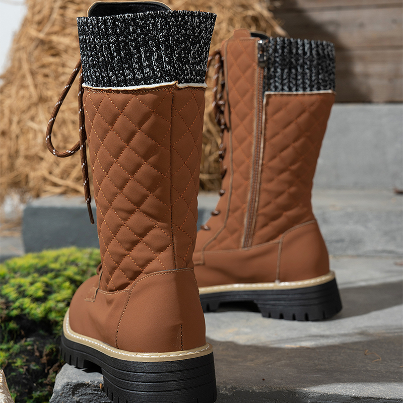 Gesteppte Winterstiefel für Damen, halbhoch, mit seitlichem Reißverschluss