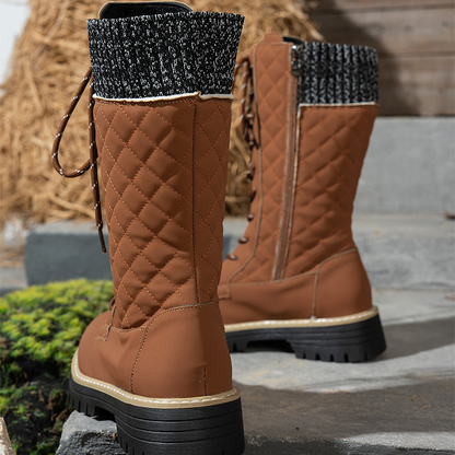 Gesteppte Winterstiefel für Damen, halbhoch, mit seitlichem Reißverschluss
