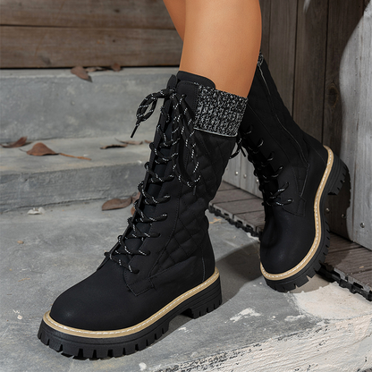 Gesteppte Winterstiefel für Damen, halbhoch, mit seitlichem Reißverschluss