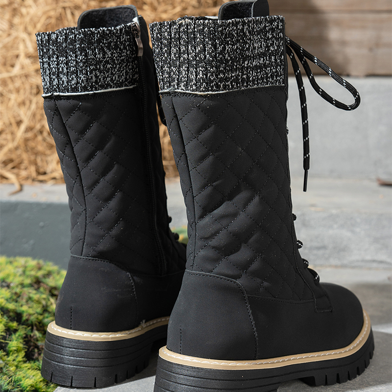 Gesteppte Winterstiefel für Damen, halbhoch, mit seitlichem Reißverschluss