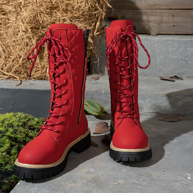 Gesteppte Winterstiefel für Damen, halbhoch, mit seitlichem Reißverschluss