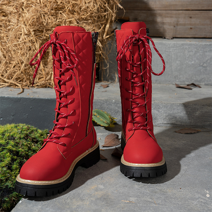 Gesteppte Winterstiefel für Damen, halbhoch, mit seitlichem Reißverschluss