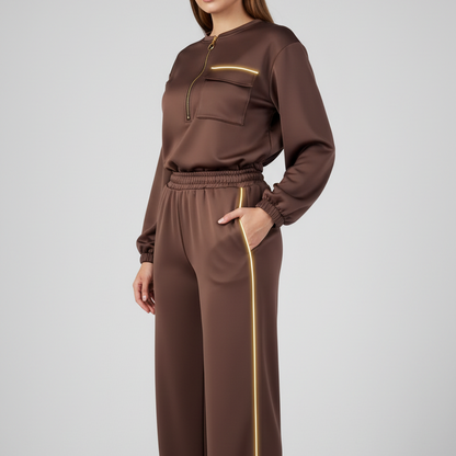 Women's Zip-Up Cropped Jacket & Pants Set