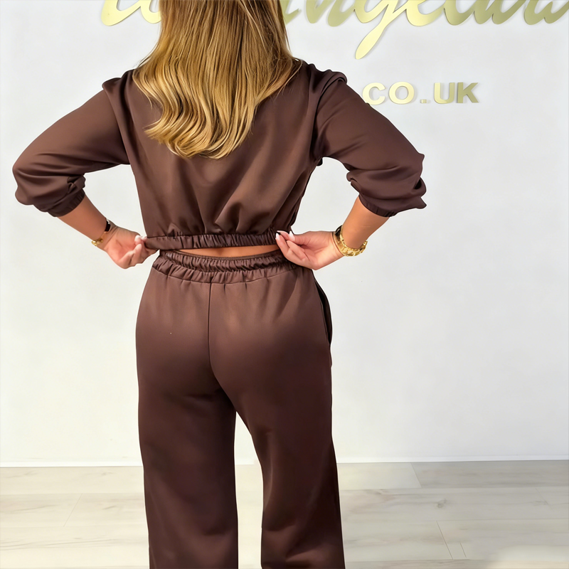 Women's Zip-Up Cropped Jacket & Pants Set