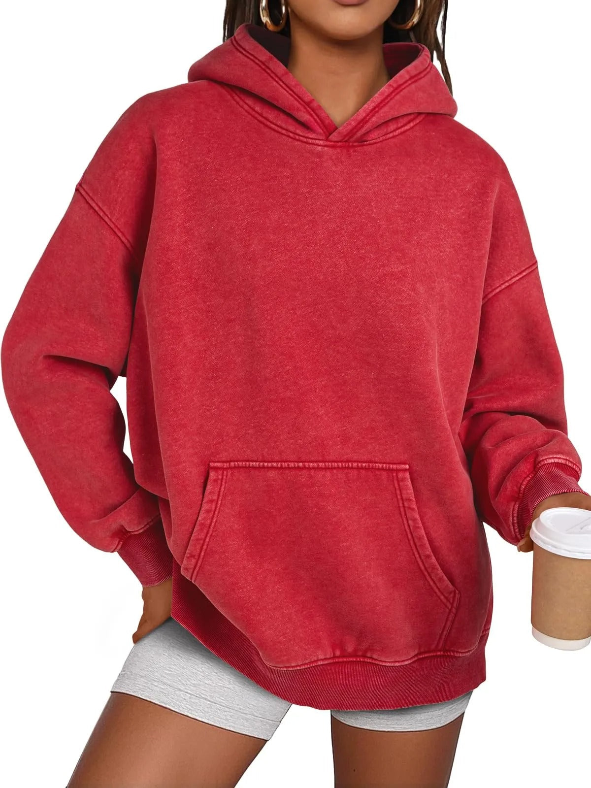 💥🎁Damen-Hoodie mit Acid-Wash-Effekt, oversized, langärmelig, Herbstmode-Sweatshirts