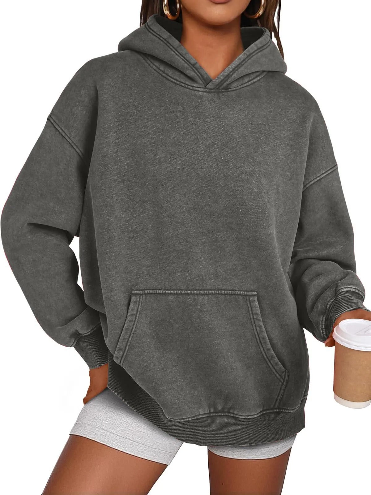 💥🎁Damen-Hoodie mit Acid-Wash-Effekt, oversized, langärmelig, Herbstmode-Sweatshirts