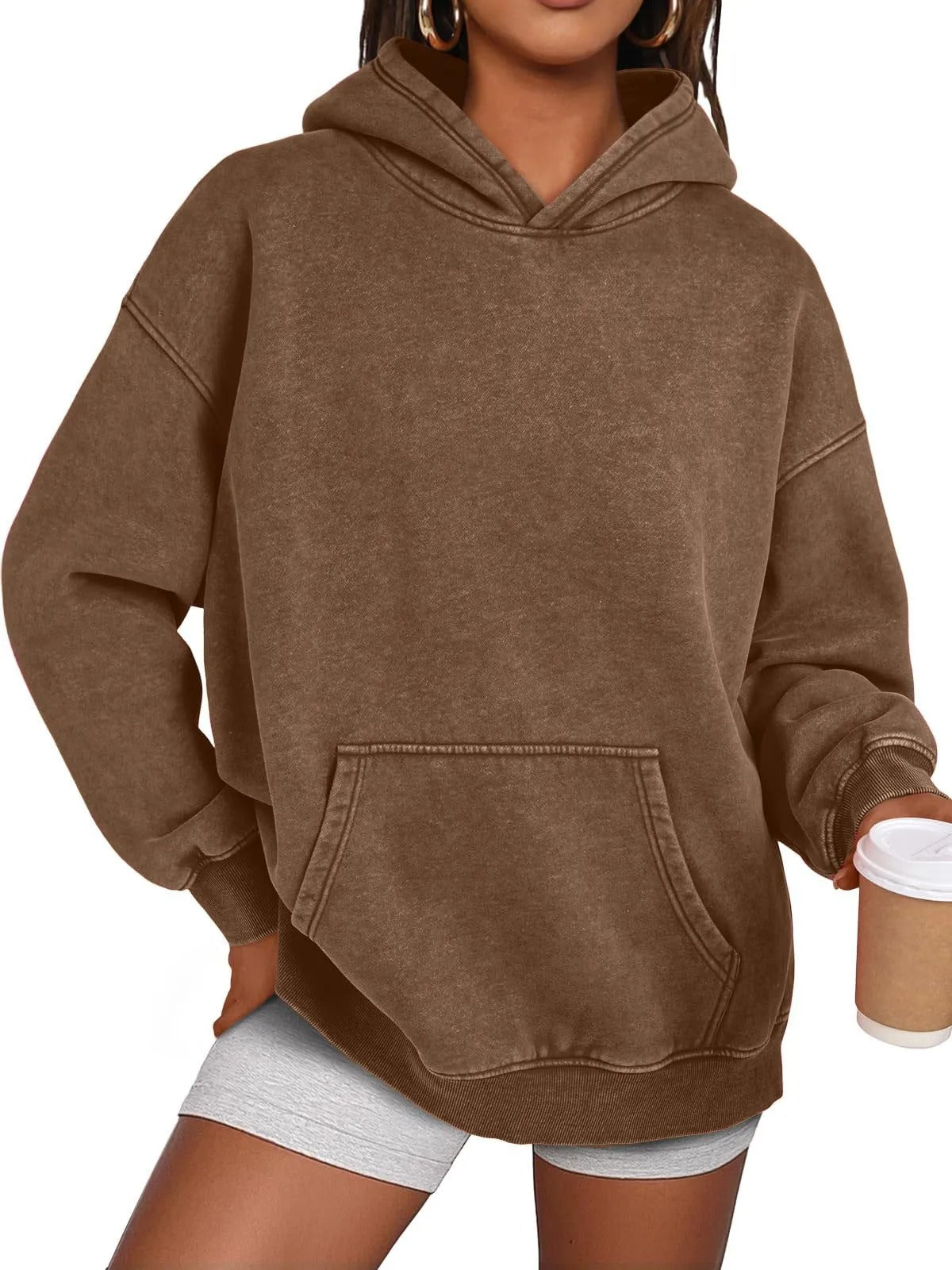 💥🎁Damen-Hoodie mit Acid-Wash-Effekt, oversized, langärmelig, Herbstmode-Sweatshirts