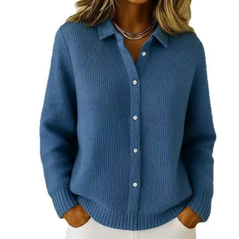 ✨🎅Weihnachtsangebote – Nur für kurze Zeit!⏰Eleganter Damen-Strickpullover mit Kragen und Knopfleiste