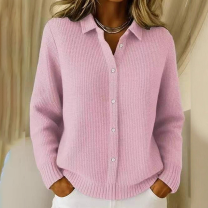 ✨🎅Weihnachtsangebote – Nur für kurze Zeit!⏰Eleganter Damen-Strickpullover mit Kragen und Knopfleiste